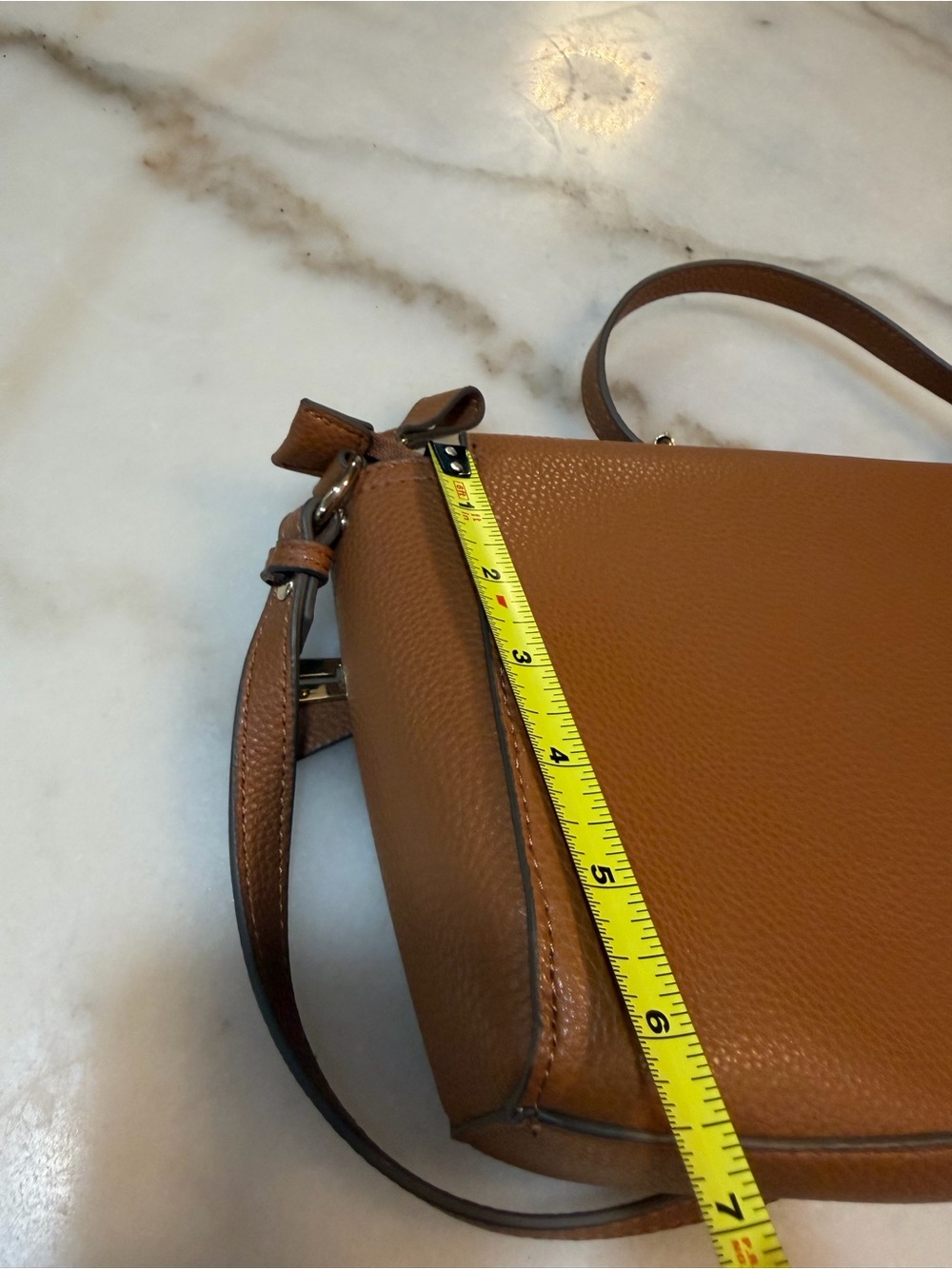 Kenneth Cole Cognac Leather Crossbody with Gold Hardware - Picture 3 of 8